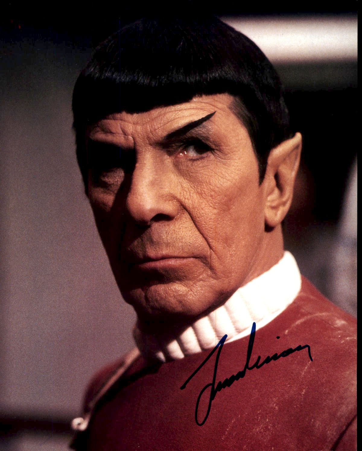 Autographed color photograph of Leonard Nimoy as Spock