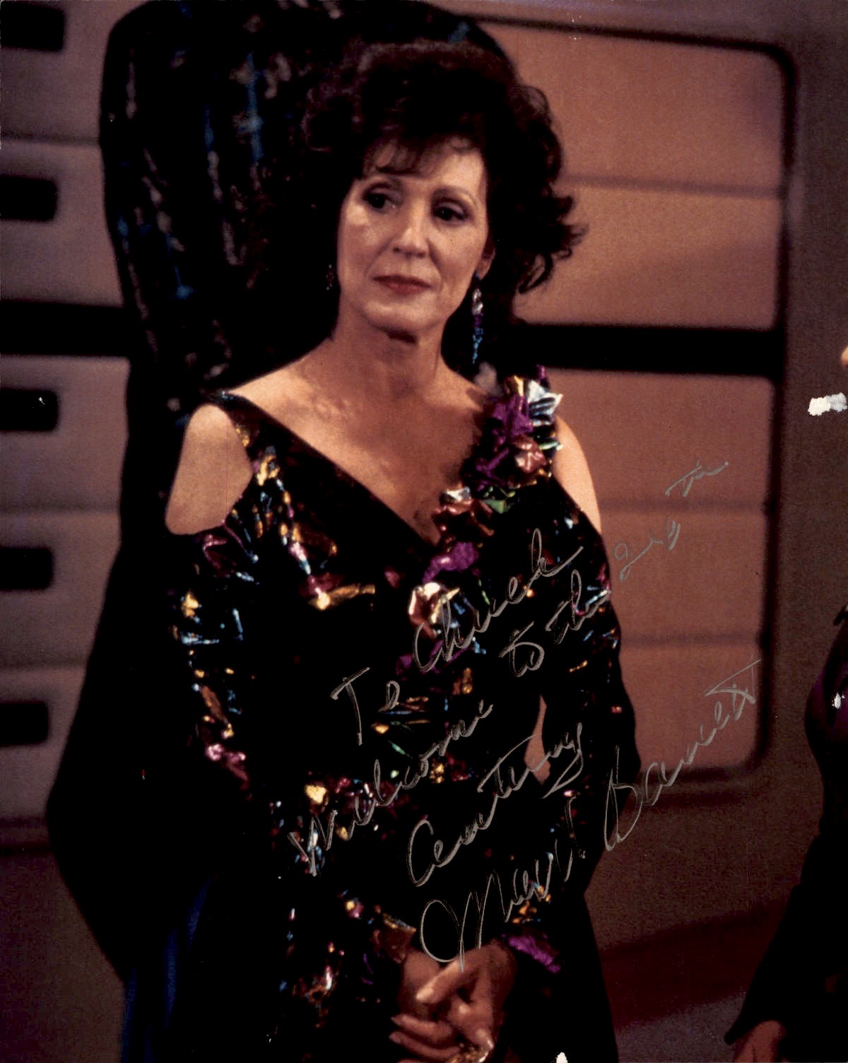 Autographed color photograph of Majel Barrett as Lwaxana Troi