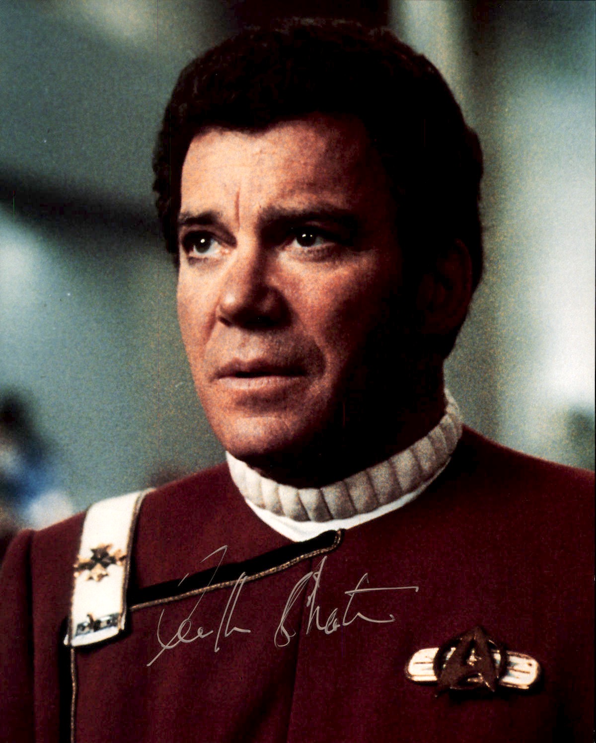 Autographed color photograph of William Shatner as Captain Kirk