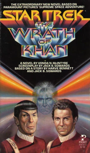 Paperback cover of Star Trek II: The Wrath of Khan novelization
